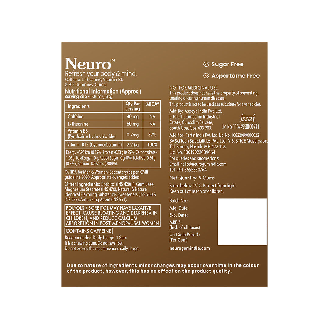 Neuro Energy & Focus Caffeine Gums (Pack of 2) - Iced Coffee